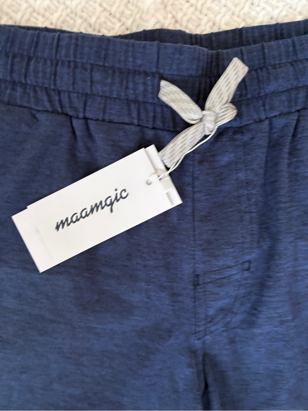 Men's Shorts Navy Heathered MicroKnit Drawstring Athletic Active SZ: M 5” Inseam - Picture 4 of 9